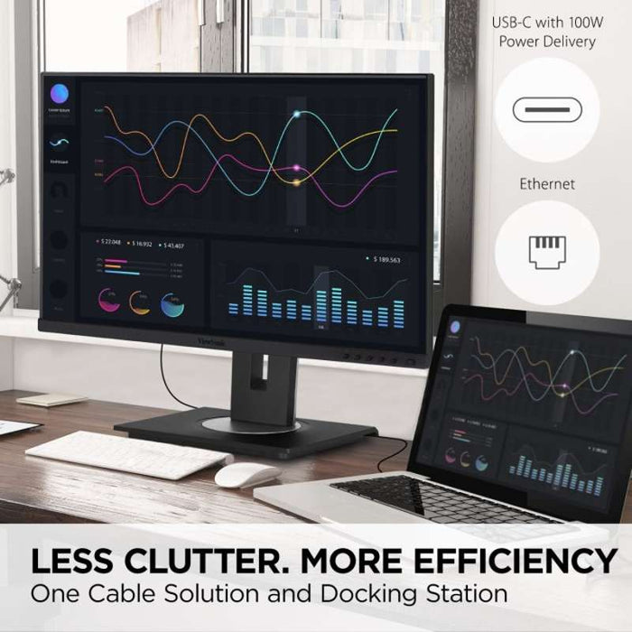 Viewsonic 27" QHD USB-C Docking Monitor with 100W Power Delivery & RJ45