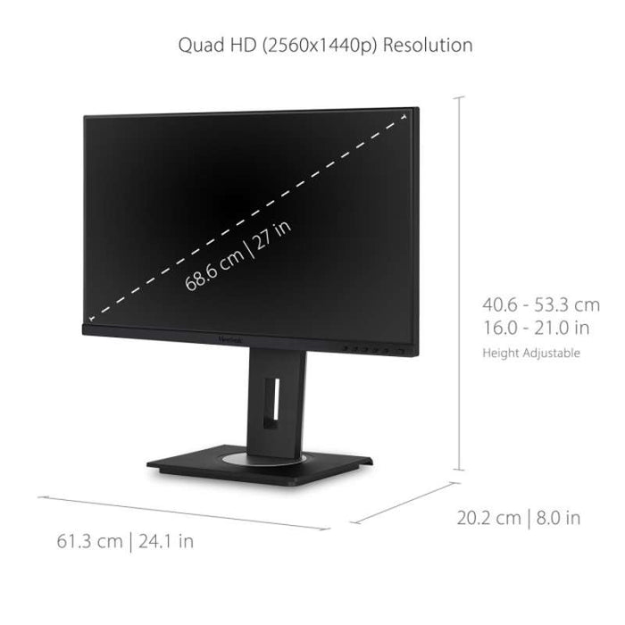 Viewsonic 27" QHD USB-C Docking Monitor with 100W Power Delivery & RJ45