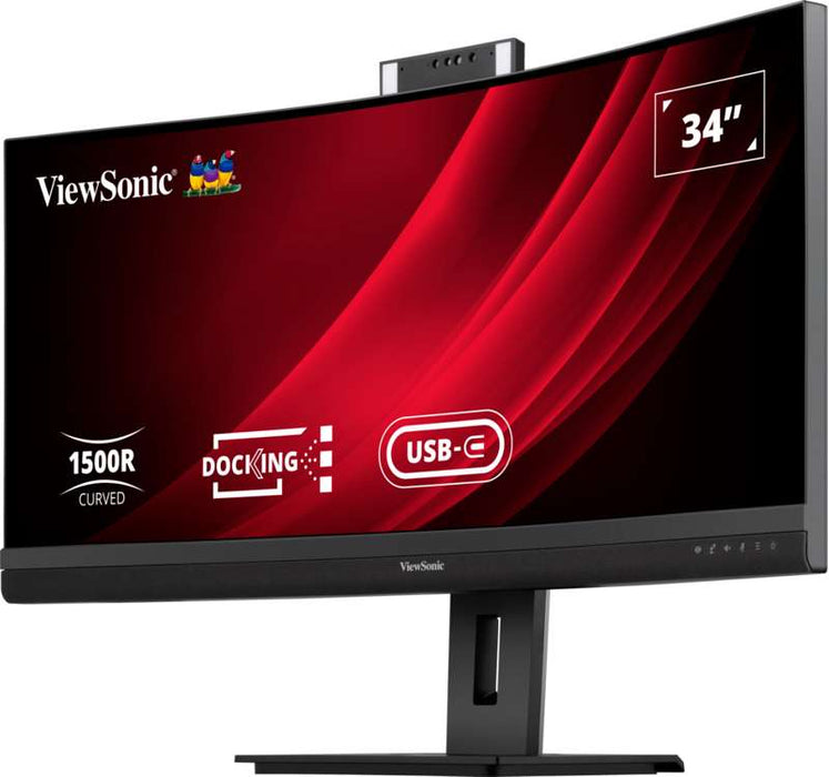 Viewsonic 34" UWQHD Curved Video Conferencing Docking Monitor with Windows Hello IR Webcam
