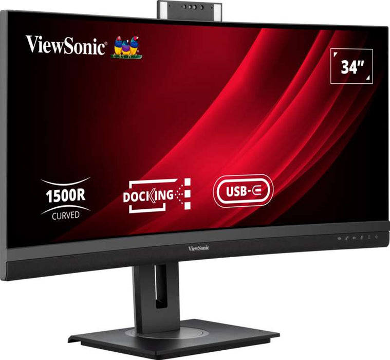 Viewsonic 34" UWQHD Curved Video Conferencing Docking Monitor with Windows Hello IR Webcam