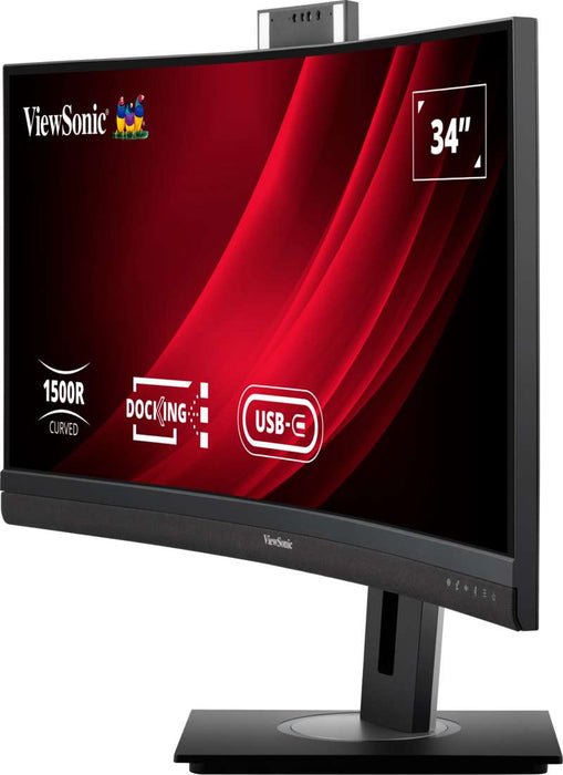 Viewsonic 34" UWQHD Curved Video Conferencing Docking Monitor with Windows Hello IR Webcam