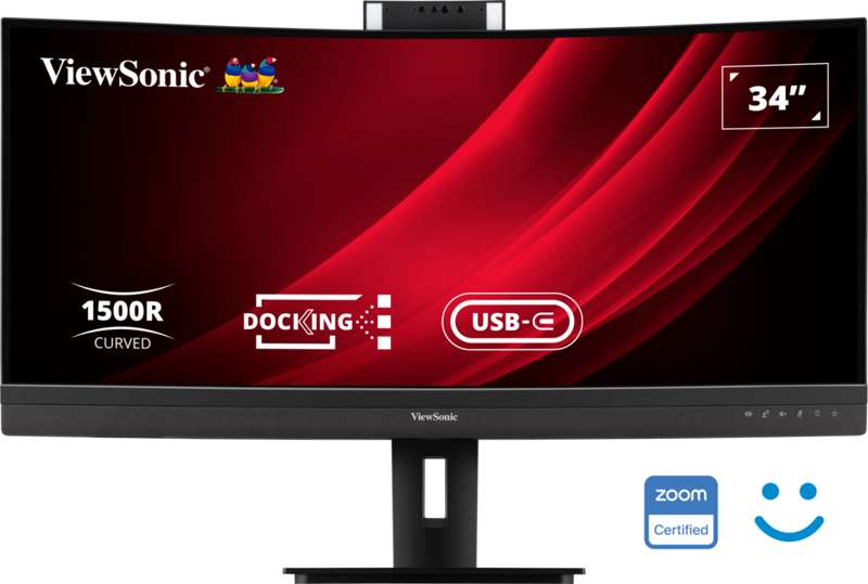 Viewsonic 34" UWQHD Curved Video Conferencing Docking Monitor with Windows Hello IR Webcam