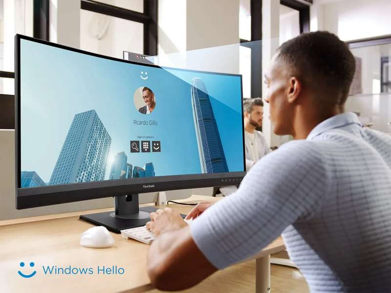 Viewsonic 34" UWQHD Curved Video Conferencing Docking Monitor with Windows Hello IR Webcam