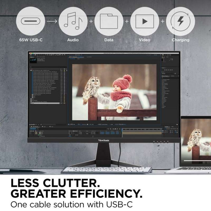 Viewsonic 24" Full HD IPS Monitor with 65W USB-C Connectivity