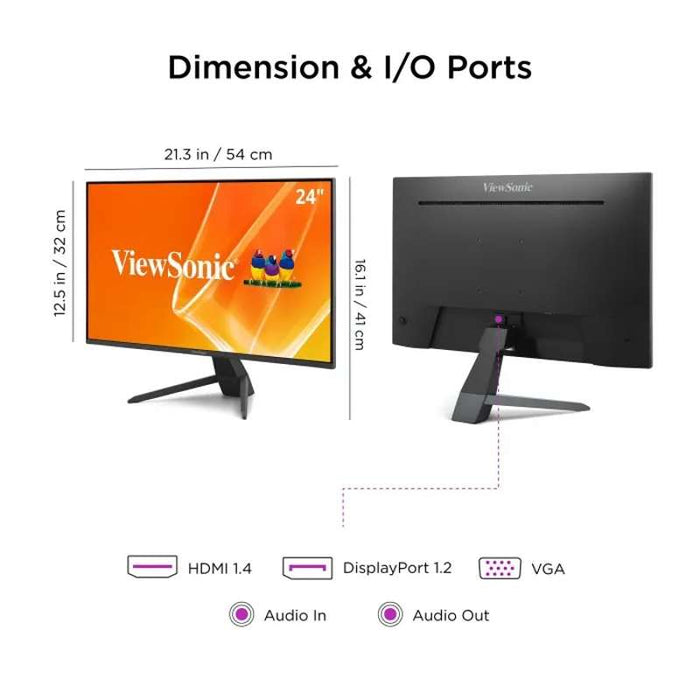 Viewsonic 24" 1080p 1ms 120Hz IPS Monitor with HDMI, DP, and VGA