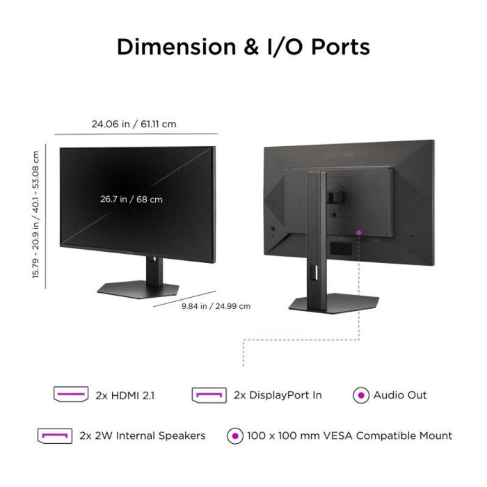 Viewsonic 27" QHD OLED Gaming Monitor with 240Hz Refresh Rate & HDMI 2.1