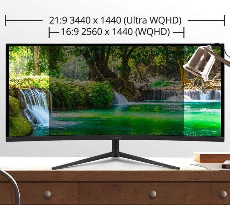 Viewsonic 34" Ultrawide Curved Gaming Monitor with 180Hz Refresh Rate & FreeSync Premium