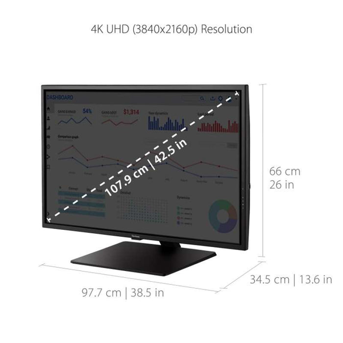 Viewsonic 43" 4K UHD MVA Monitor with HDMI & DisplayPort Connectivity
