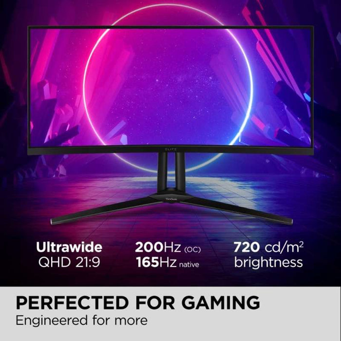 Viewsonic 34" ELITE UWQHD Mini-LED Curved Gaming Monitor with 200Hz Refresh Rate & USB-C