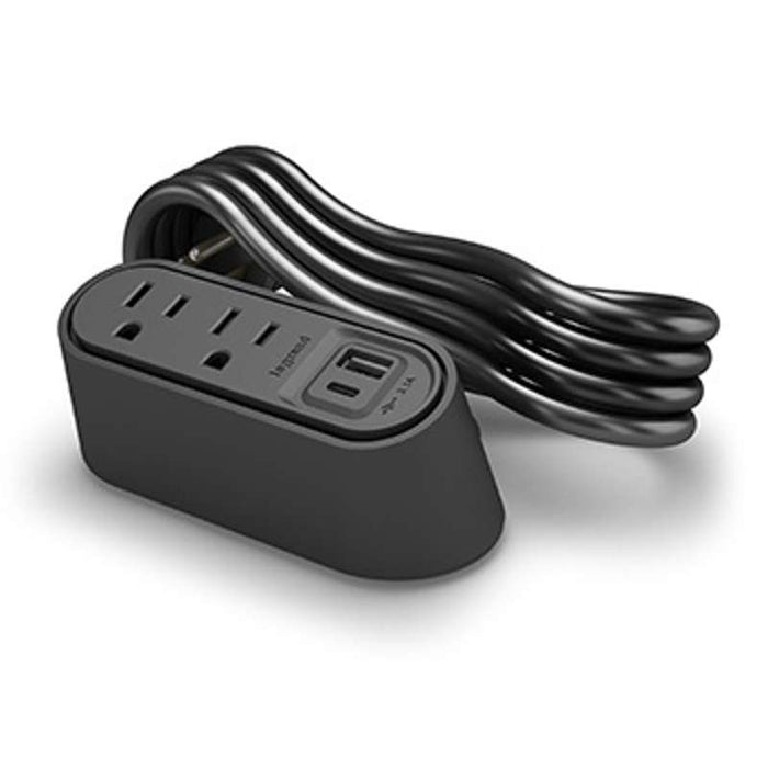 Wiremold Desktop Power Center Slim, 2 Outlets, USB A/C, Black