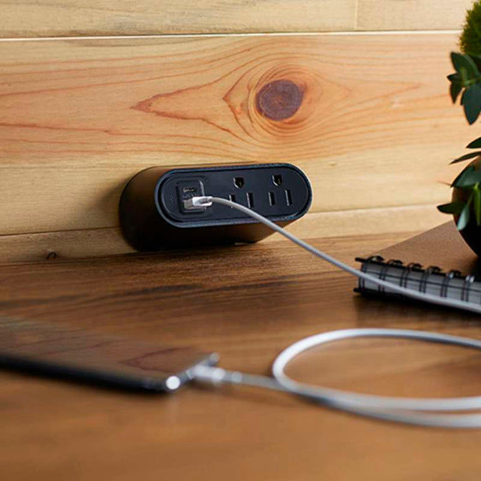 Wiremold Desktop Power Center Slim, 2 Outlets, USB A/C, Black