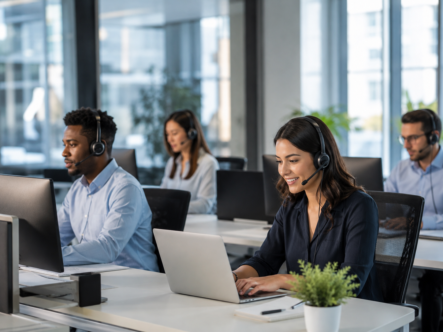 Employee using a headset during the workday